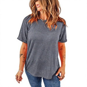 Wholesale Custom Woman's Summer Heavy Weight Soft Feel Top Plus Size T-shirts Blank Plain Solid Color Street Wear OEM T Shirt BD - Product Image 6