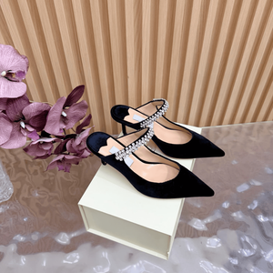 Sandales mules Jimmying pour femme à talon bas et bout pointu, avec bride ornée de strass multicolores – Élégantes, polyvalentes pour les fêtes, le quotidien et les mariages - Product Image 2