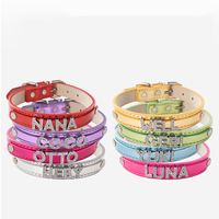 Charme Designer Pet Colliers Laisses Personnalisé Diy Lettre Strass Chat Collier Diamants En Cuir Strass Pet Chien Collier