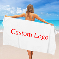 European American Style Double Beach Towel Microfiber Square Beach Towel, Quick-Dry & Lightweight for Seaside, Summer Vacation