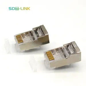 100 Chiếc Mỗi Túi Đầu Nối Rj45 Cat6A Hai Mảnh Đầu Nối Mạng Cat 6A Đầu Cắm RJ45 Loại Chia STP Phích Cắm Mô-đun Được Bảo Vệ Bằng Kim Loại