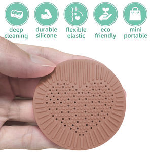 Bantalan spons Kecantikan bulat alas pembersih spons spons rias wajah silikon portabel Mini - Product Image 2