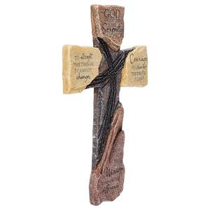 Resina religioso croce <span class=keywords><strong>Dio</strong></span> Mi Conceda La Serenità di Preghiera Slate 10 Pollici Resina Appeso A Parete Croce - Product Image 2