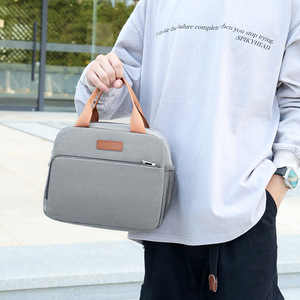 Bolsa de almuerzo con aislamiento, resistente al agua, tela Oxford, gran capacidad, para picnics al aire libre, viajeros transfronterizos, gris, azul, negro - Product Image 3