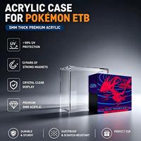 Boîte de rangement pour cartes Elite Trainer en acrylique transparent poli, facile à assembler, résistante aux UV, avec couvercle magnétique