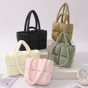 Factory Custom Fashion Waterproof Quilted Puffy Tote Bag Shopping Nylon Tote Bag Handbag Zipper Foldable Lightweight - Product Image 4