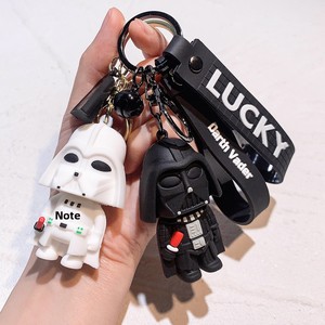 Porte-clés 3D mignon de dessin animé <span class=keywords><strong>Star</strong></span> <span class=keywords><strong>Wars</strong></span>, samouraï noir <span class=keywords><strong>Yoda</strong></span> en PVC, pour couple, sac, pendentif de voiture exquis, porte-clés - Product Image 3
