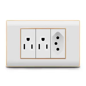 Hot Selling Home Electrical Electrical Switches And Sockets 2 American Socket+Brazil Socket