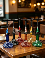 Chicha de luxe grande taille en alliage d'aluminium, finition miroir, portable, écologique, accessoires pour fumeurs - Coffret cadeau inclus