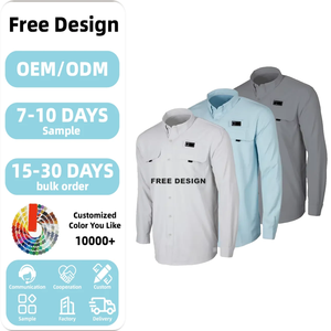 낚시 애호가를위한 맞춤형 경량 폴리에스터 야외 하이킹 의류 긴 소매 빠른 건조 버튼 낚시 셔츠 50 - Product Image 1