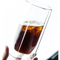 Vaso de Vidrio de Doble Pared con Aislamiento Térmico, Hecho a Mano en Fábrica, Color Transparente, de Borosilicato de Alta Calidad, 200/400 ml, Resistente al Calor