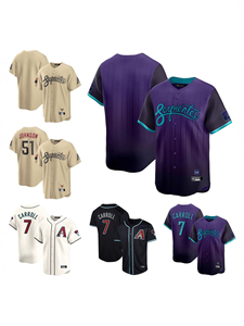 Maillot de baseball personnalisé en gros Emb Diamondbacks à manches courtes, col rond, en maille poly, unisexe adulte, en stock, haut décontracté - Product Image 1
