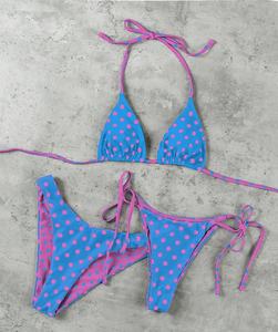 Viviblook Z316ST01 Conjunto de traje de baño de verano para mujer, conjunto de 3 piezas, sujetador triangular con tiras y tiras en los hombros, tanga sexy, conjunto de bikini para vacaciones en la playa - Product Image 5