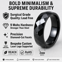 Nouvelle bague en céramique facettée de haute qualité, bijoux en céramique colorée avec zircone, prix de gros d'usine, logo personnalisé