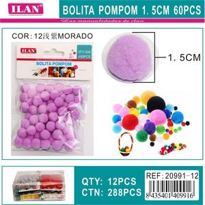 Palline Pompom ILAN 1,5 cm Viola 60 Pezzi Decorazioni Artigianali - Product Image 1