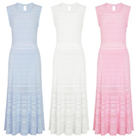 Nouvelle robe longue pour femme, col rond, tricot jacquard, crochet ajouré, haute qualité, mode, sans manches, élastique, coupe ajustée