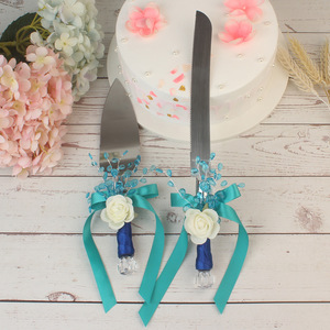 Accesorios Dreamy Blue Rose, Cuchillo y Espátula para Pastel de Boda Hechos a Mano, Cuchillo y Espátula para Pastel de Cumpleaños, Accesorios para Fiestas - Product Image 3