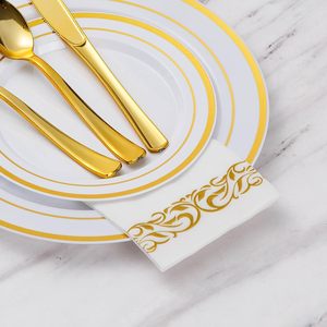 Goodluck Lot de 100 serviettes de table jetables en lin doré absorbant doux 1 pli essuie-mains pour fête salle de bain cuisine dîner sac - Product Image 4