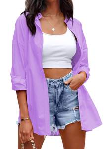 Camisas con botones para mujer, camisas de vestir, blusa de manga larga sin arrugas, Túnica informal de trabajo de oficina sólida - Product Image 2