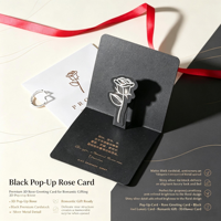 Carte de remerciement 3D avec logo imprimé, carte cadeau de vœux, couleur or rose, offre spéciale