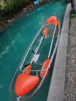Kayak à double rames Tricon de haute qualité, canoë à fond transparent, capacité de 2 personnes, pagaie en PC, cadre en aluminium de 6,2 mm d'épaisseur