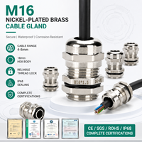 Presse-étoupe métallique marine étanche et tête de verrouillage de câble en laiton nickelé, étanchéité IP68 pour câbles électriques de 4-8 mm