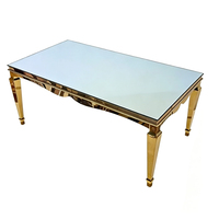 Table de banquet de mariage élégante en or avec plateau miroir pour événements - Vente en gros