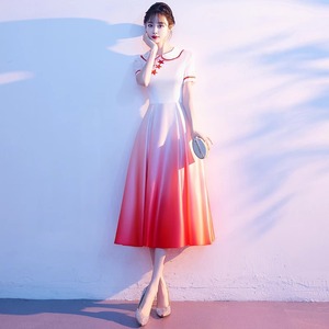 Women's Long Dress Peter Pan Collar Gradient Color Choir Performance Evening Gown Adult Student Host Poetry Recitation Attire - Product Image 2