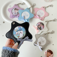 Sac de rangement transparent Hisocute Star pour badges ronds creux de 65 mm, porte-cartes, pendentif, porte-clés pour fans d'idoles