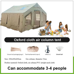Pompa ad aria manuale per tenda da campeggio gonfiabile, portatile, <span class=keywords><strong>facile</strong></span> da montare, impermeabile, antivento, 3-4 stagioni, in tessuto Oxford, con finestra a rete e finestra per la canna fumaria, due porte - Product Image 6