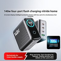 Nouveau chargeur au nitrure de gallium 140W multi-ports à charge rapide avec écran AI pour téléphone portable et ordinateur portable universel PD100W Garantie 4 ans