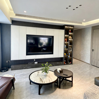 Mueble de TV empotrado en toda la pared, diseño personalizado, almacenamiento seguro