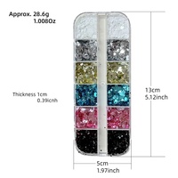 12grilles de paillettes pour ongles de luxe, tailles mixtes, ultra-fines, lumineuses, métalliques, rondes, holographiques, pour la décoration d'ongles
