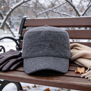 Casquette plate surdimensionnée en mélange <span class=keywords><strong>de</strong></span> laine personnalisée, style cadet, unisexe, chaude pour l'hiver, réglable, nouvelle tendance, vente en gros, pour hommes - Product Image 2