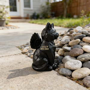 Estatua Conmemorativa de Urna para Perro Ángel de Resina Personalizable - Nombre/Fecha Grabable, Ideal para Conmemoración en el Hogar y Recuerdo de Cenizas Caninas - Product Image 1