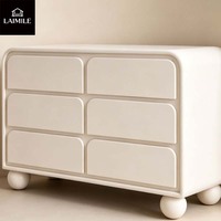 Commode moderne courbée sur mesure à 6 tiroirs, en bois blanc, pour villa, appartement, chambre à coucher, meuble de rangement, vente en gros