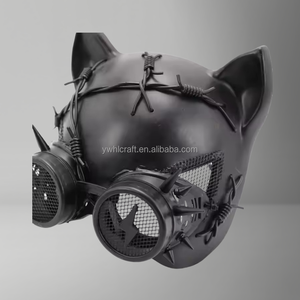 Masque de chat Steampunk <span class=keywords><strong>Cyber</strong></span> <span class=keywords><strong>Punk</strong></span> Masques de fête d'Halloween faits à la main avec lunettes LED pour le fabricant de costumes de carnaval à thème - Product Image 4
