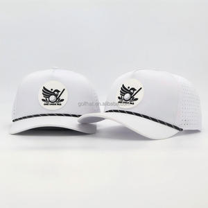 Wholesale Custom 5 Panel Laser cut Perforated golf hat Waterproof Hydro Breathable Golf Hat with Rubber PVC Logo for Sports Team - Product Image 3