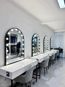 Table de maquillage studio avec lumières Table de maquillage professionnelle pour maquilleur Photographie de mariage Magasin de beauté Studio <span class=keywords><strong>Dressing</strong></span> spécial - Product Image 6