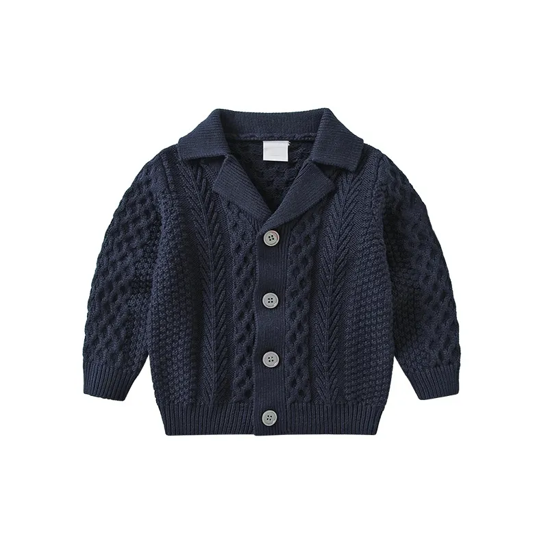 幼児幼児男の子かぎ針編みセーターVネックニットボタンアップニットパターンプルオーバースウェットシャツカーディガン
