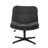 Fauteuil de salon moderne KD avec structure métallique, assise en tissu, hauteur réglable, pivotant, noir