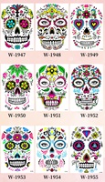 Tatuajes Temporales que Brillan en la Oscuridad, UV Neón, Día de Muertos, Calavera Mexicana, Pegatinas Faciales para Halloween