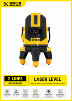 Niveau laser vert haute précision Huake pour usage intérieur/extérieur, 2 lignes, qualité industrielle, alimenté par batterie, auto-nivelant, 0-3m, 1 an