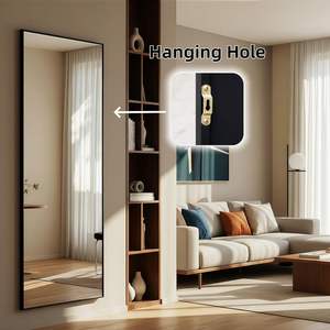 GKMZCGT Full Length <b>Mirror</b> 71x30 Inch <b>Rectangular</b> Aluminum Alloy Frame <b>Wall</b> Mountable Tempered Glass Minimalist Design - Product Image 3