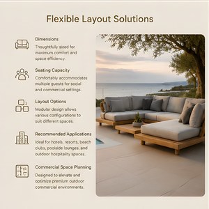 Sofá Seccional de Madera de Teca Moderno y Lujoso, Juego de Muebles de Patio para Jardín <span class=keywords><strong>Exterior</strong></span> - Product Image 5