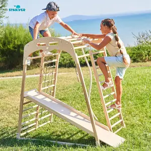 Cadre de gymnastique en bois pour enfants, style Montessori, rampe d'escalade, Triangle de ramassage, ensemble d'aire de jeu intérieure, activité