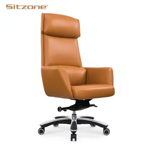 Moderno e confortável high back cadeira de chefe do escritório executivo de couro marrom