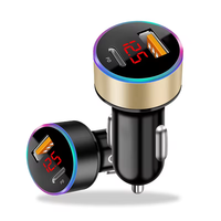 Chargeur de voiture USB C 36W avec voltmètre, moniteur de batterie de voiture de type C avec affichage LED de la tension et de l'intensité pour iPhone Samsung