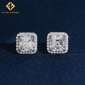 Luxury Women Jewelry <b>Earrings</b> <b>Halo</b> Iced‑Out Stud <b>Earrings</b> Screw‑Back 925 Silver Moissanite <b>Earrings</b> Gift - Product Image 2