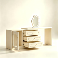 Coiffeuse en bois massif blanc crème, bureau de toilette extensible avec commode à 6 tiroirs, station de maquillage shabby chic pour chambre à coucher